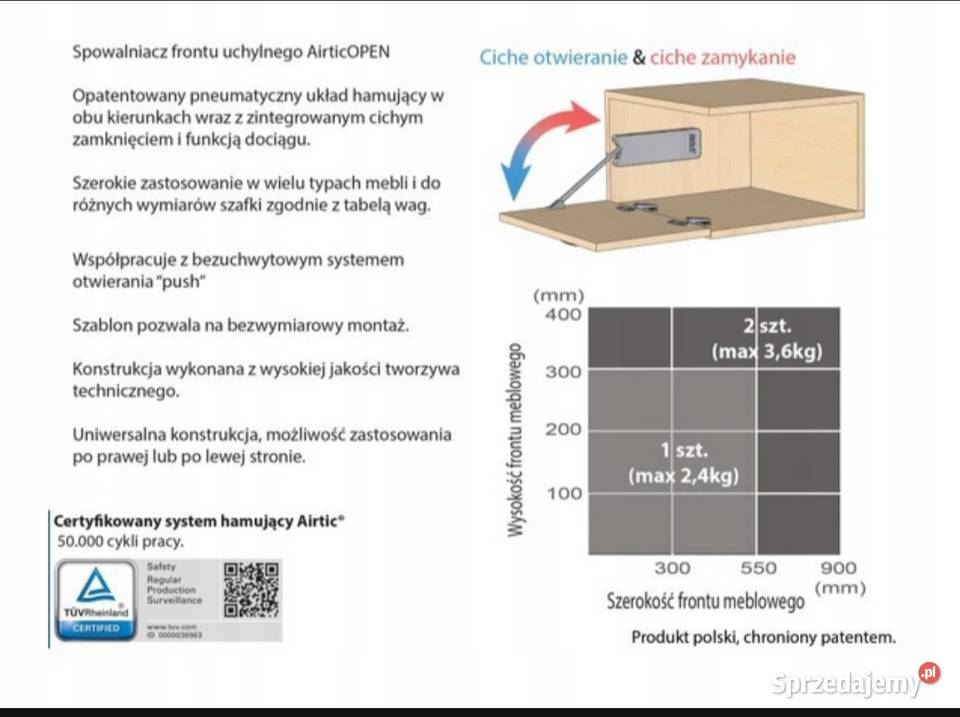 Rozwórka samohamowna zamykanie szafki uchylnej dolnośląskie Wrocław