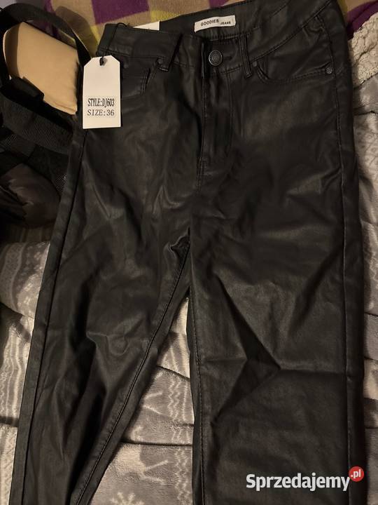 Spodnie czarne skórzane Krzeszów