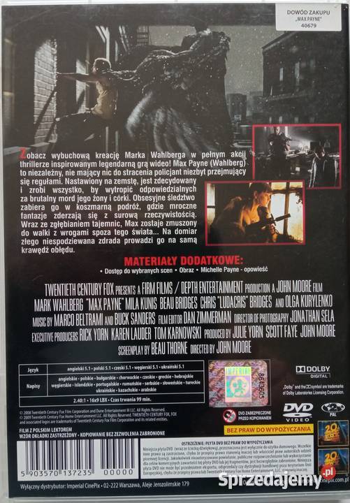 Payne DVD Mark Wahlberg Mila Kunis Olga Kultura i Rozrywka Łódź sprzedam