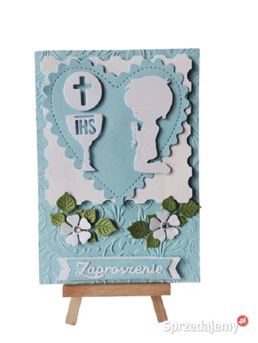 Zaproszenia Komunia Chłopiec Klęczący Kielich