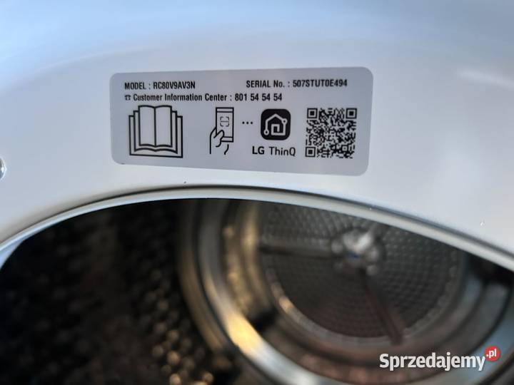 Suszarka LG RC80V9AV3N 8 Klasa energetyczna C Warszawa sprzedam