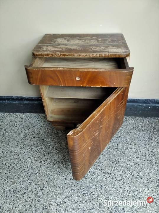 OKAZJA Szafka Nocna Stolik Nocny Drewniana PRL Z 57cm Zabrze