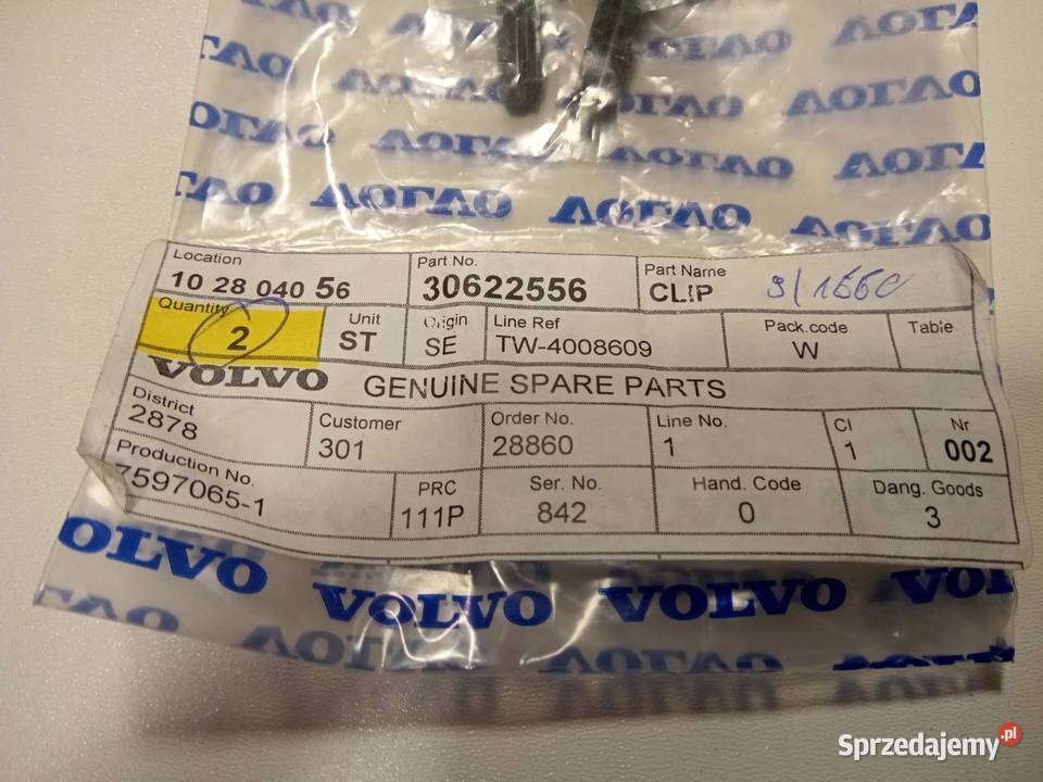KLIPS KOŁEK MONTAŻOWY PODSZYBIA VOLVO S60 II V60 Nowy Tomyśl