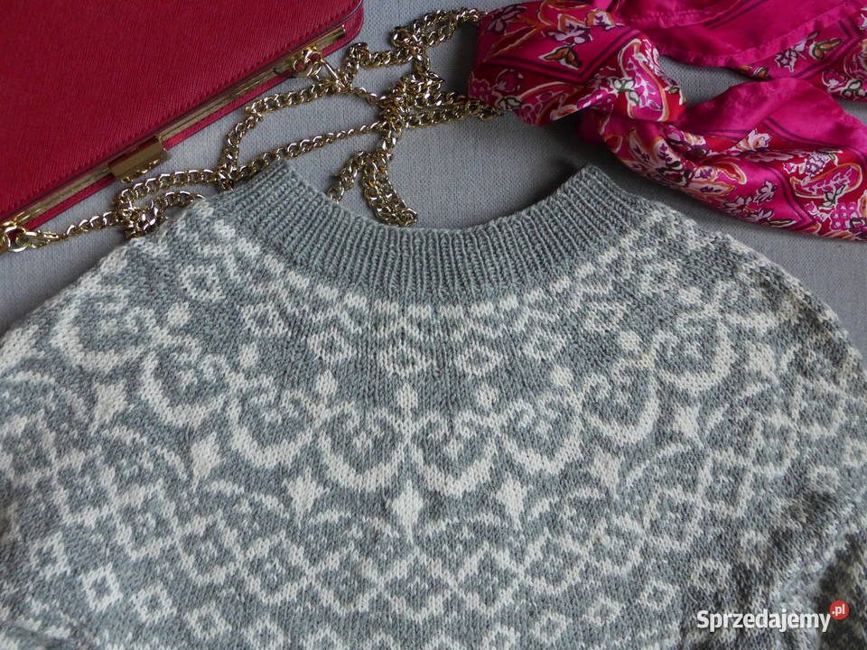 HANDMADE wełniany sweter ręcznie robiony Inny materiał