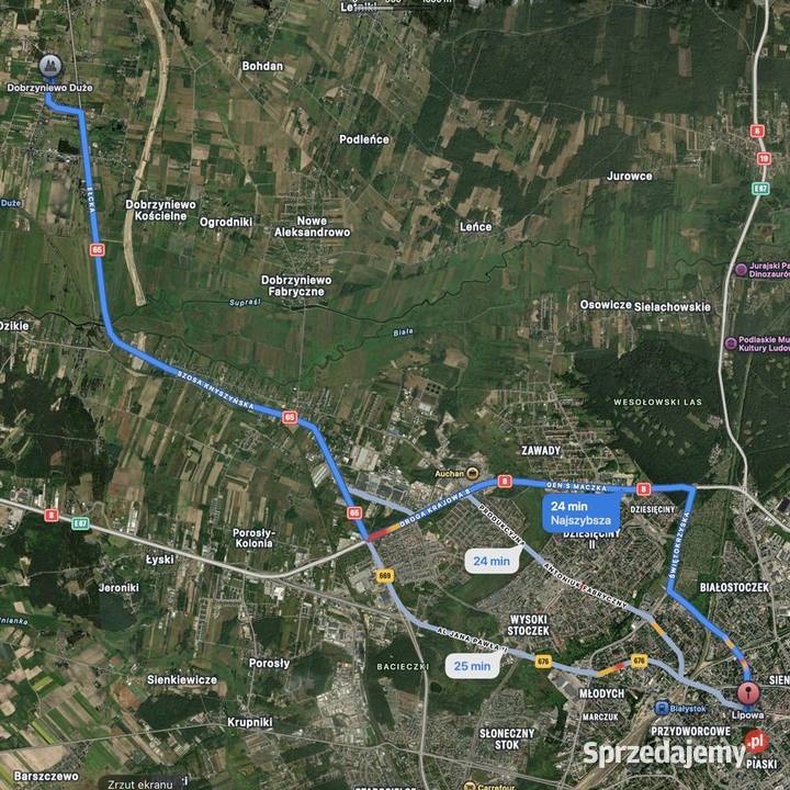 Działka 2386 m2 w Dobrzyniewie Dużym 20 minut Sprzedaż Sprzedaż podlaskie