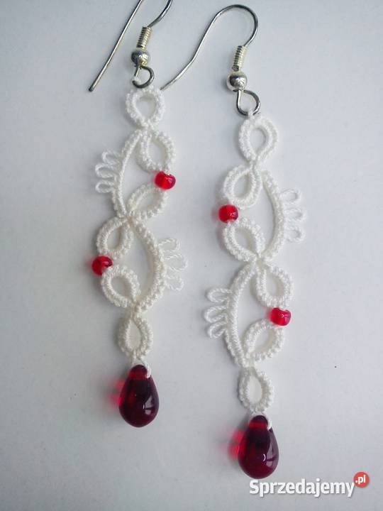 Kolczyki frywolitkowe małopolskie Wiśniowa