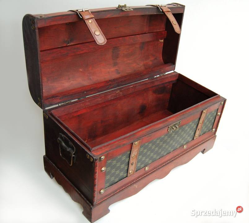 Duży kufer skrzynia drewniana vintage kolonialny 26.8cm Dom i Ogród lubelskie Lublin