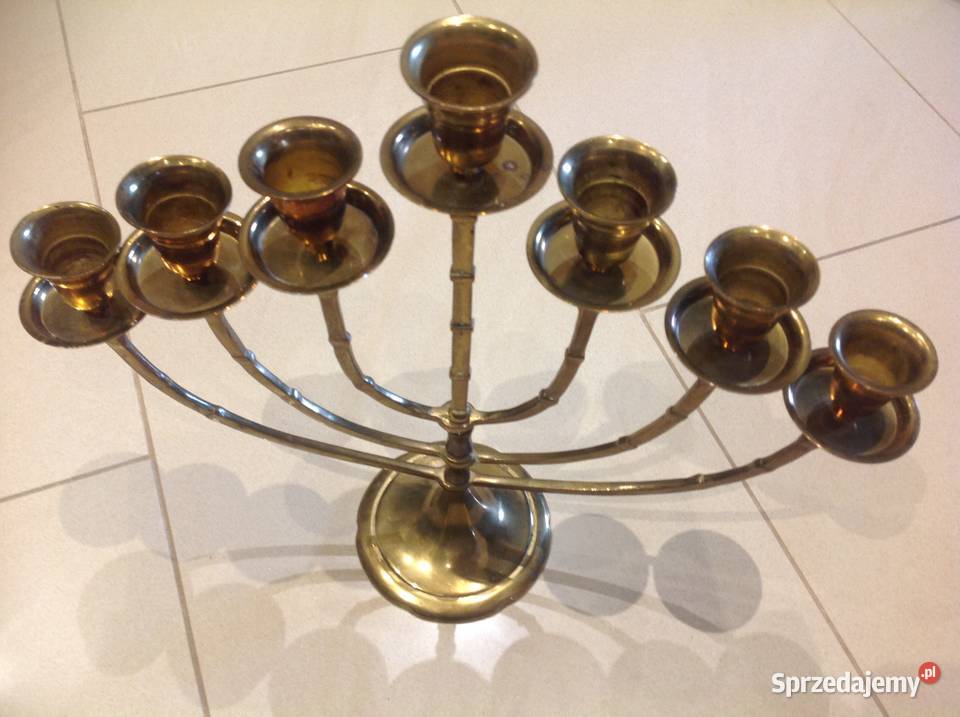 Świecznik Siedmioramienny Mosiężny STARY Nowa Sól