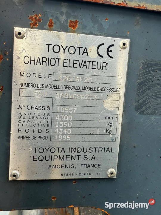 wózek widłowy TOYOTA 6FGF25 LPG Triplex 430m Działoszyn