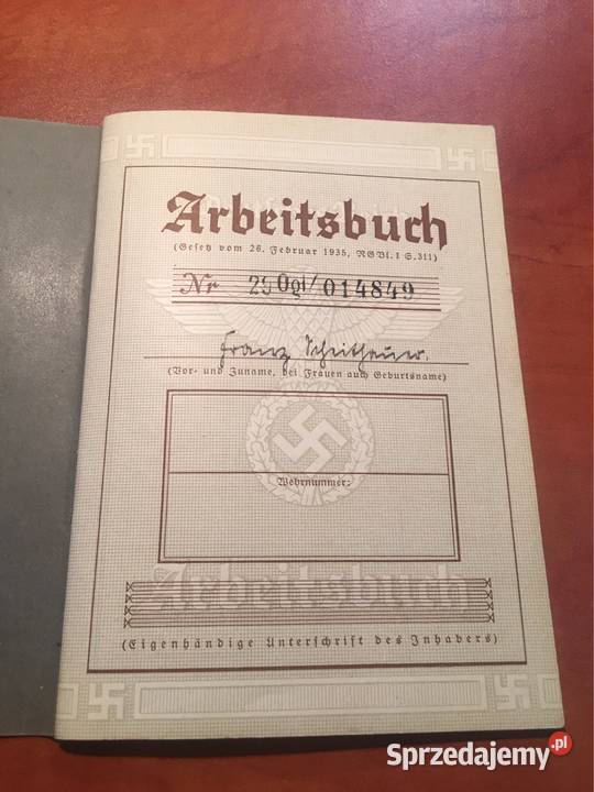 niemiecka książeczka pracy ARBEITSBUCH Bielsko-Biała