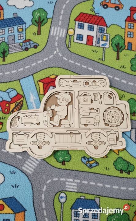 Drewniana Układanka Edukacyjna Budowa Samochodu Drewno  Lublin