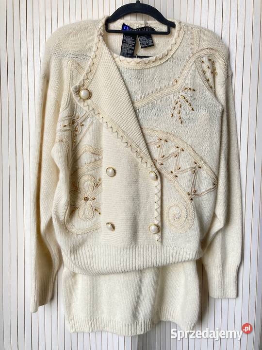 Nowy piękny komplet jedwab angora spódnica Swetry i golfy Nisko