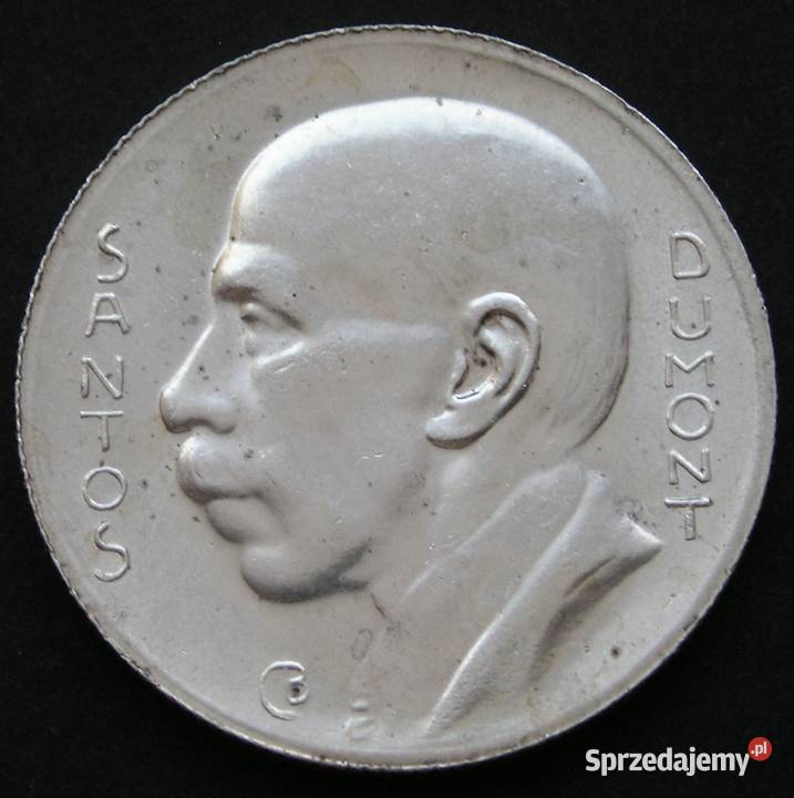 BRAZYLIA 5000 REIS 1936 SANTOS DUMONT SREBRO Łódź