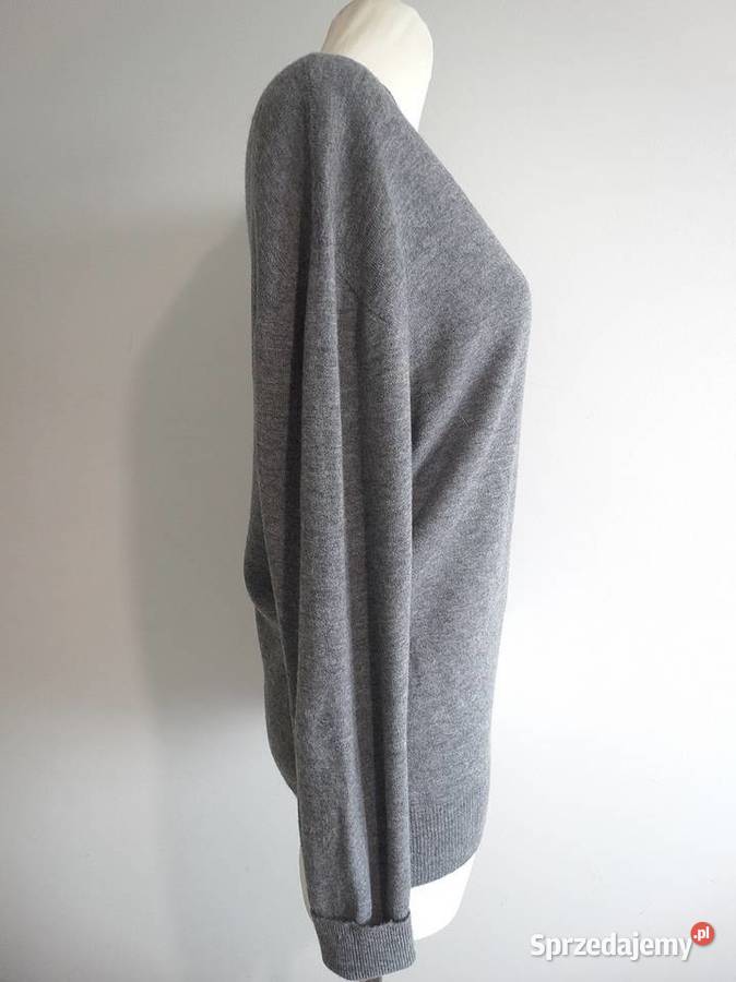 Sweter Wełniany 100 Wełna VNeck Pulower Miękki Rozmiar 40(L) Łomża