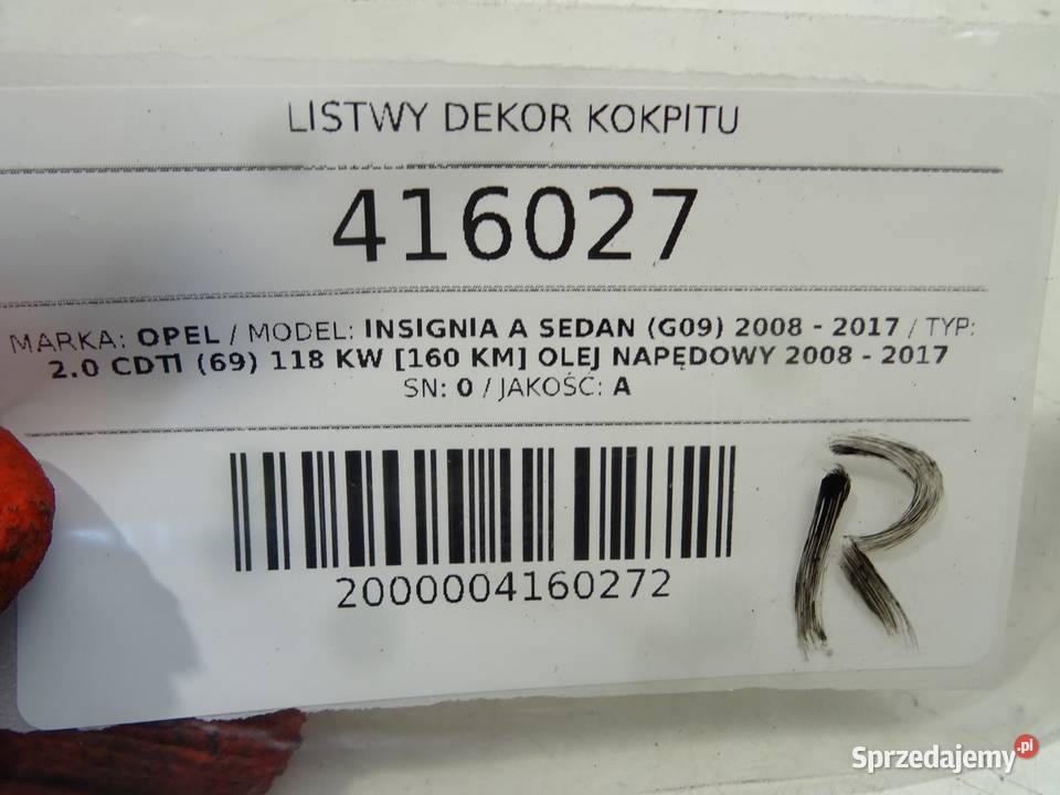 LISTWY DEKOR KOKPITU OPEL INSIGNIA A 1014632 podkarpackie sprzedam