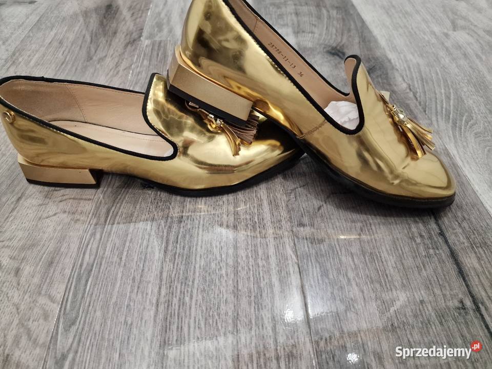 Buty Baleriny Mokasyny złote skóra Kazar 36 Żywiec sprzedam