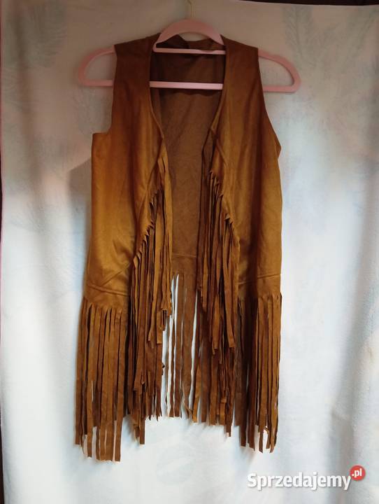38M Brązowa kamizelka kowbojska z frędzlami Nowa brązowy/beżowy małopolskie