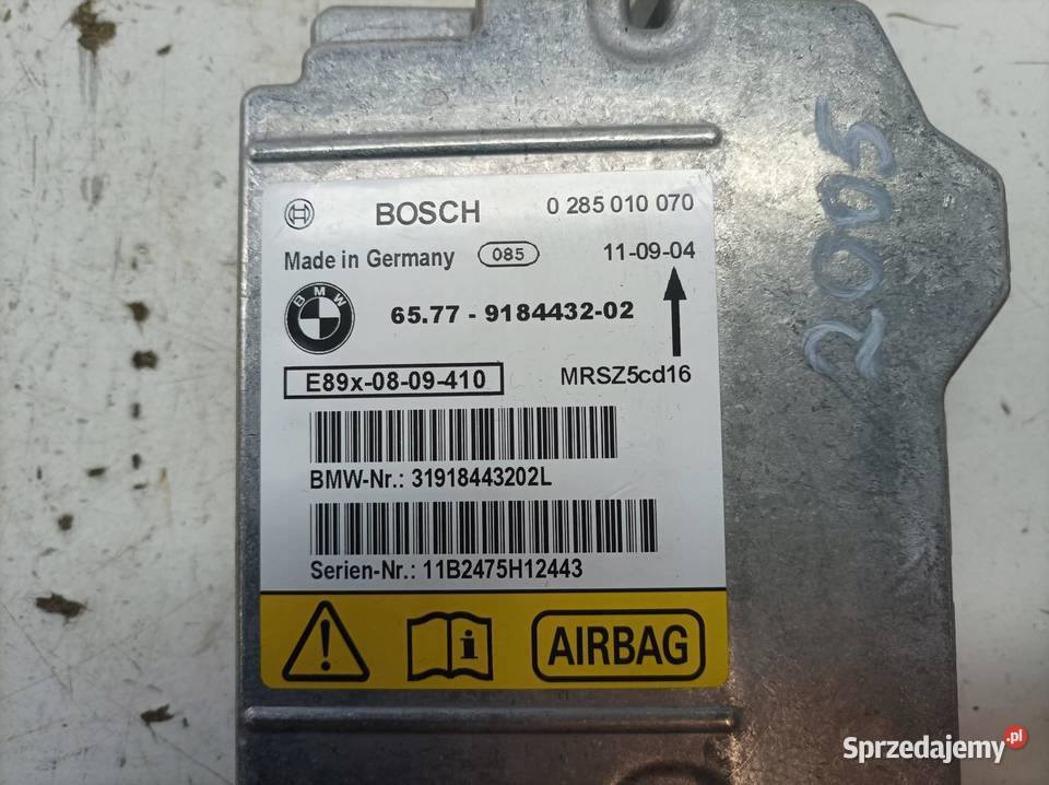 SENSOR AIRBAG 9184432 Bmw X1 I 20092015 E84 osobowe Komputery