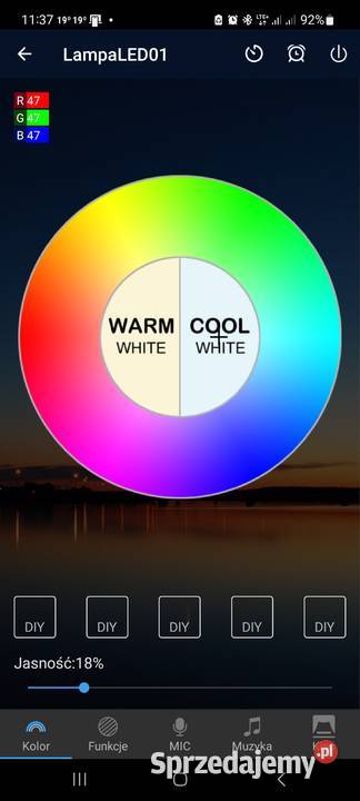 Stylowa drewniana lampa WiFi LED RGBW wielkopolskie Szamotuły