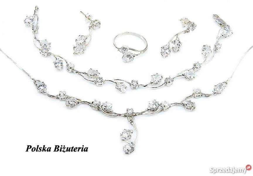 Srebrny Komplet Naszyjnik Kolczyki Opakowanie Białystok