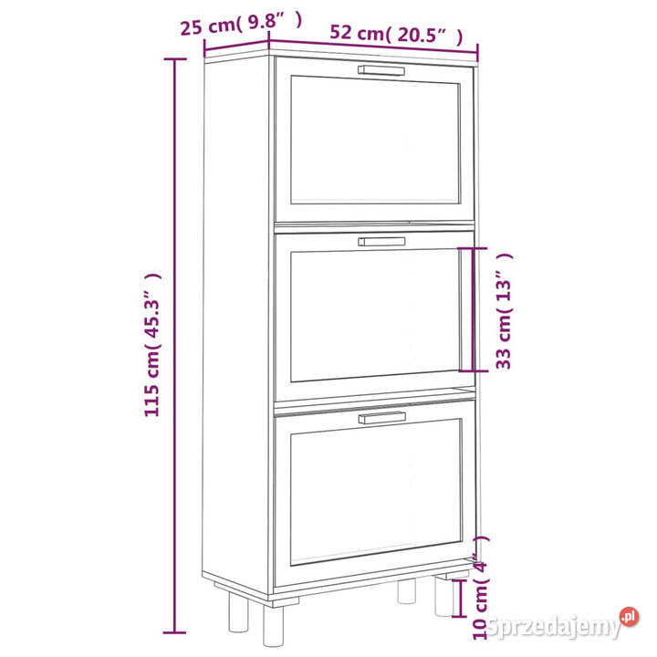 Szafka na buty czarna 52x25x115 materiał Warszawa