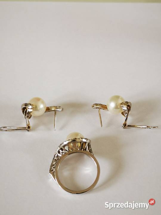 BRYLANTY zestaw złoty pierścionek kolczyki z Kolczyki Warszawa sprzedam