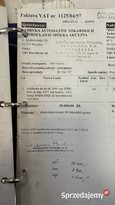 Używana szlifierka do płaszczyzn SFBE Produkcja Łowicz