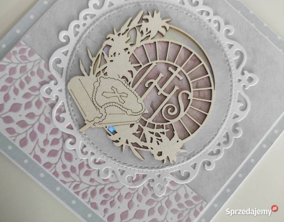 Kartka ręcznie robiona na Komunię Świętą Biblia Łódź