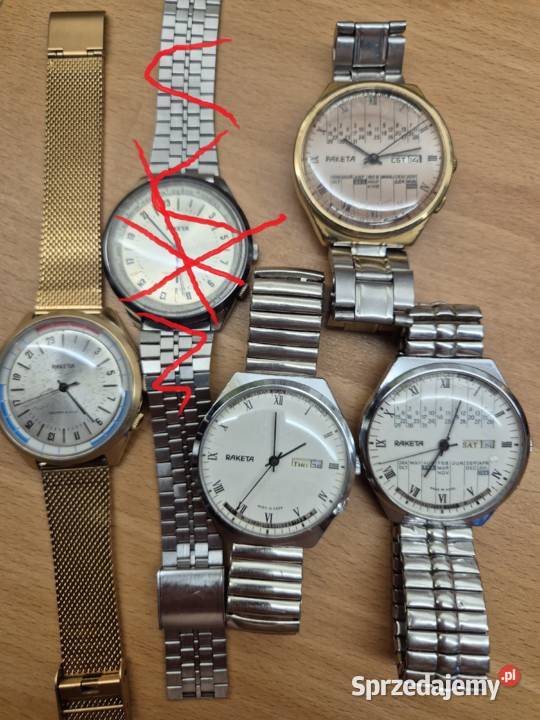 Zegarki PRLu 5 x Rakieta multikalendarz i 24h śląskie Chorzów