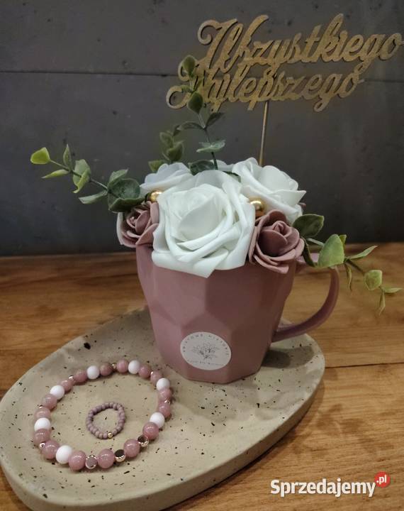 Flower Box z zestawem biżuterii pozłacane pomorskie