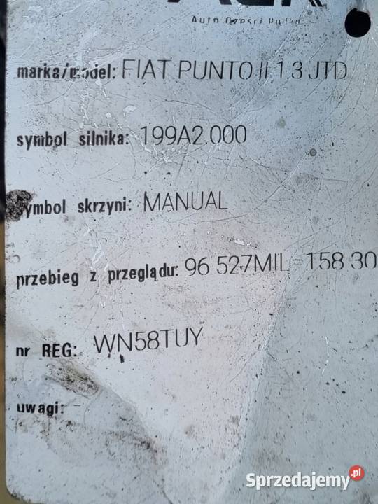 Fiat Punto II 13 JTD SKRZYNIA BIEGÓW manualna Rudka