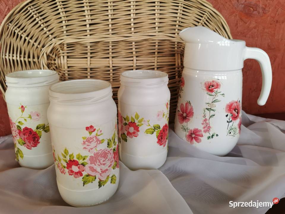 Świeczniki lampiony szklane decoupage ogród dom śląskie