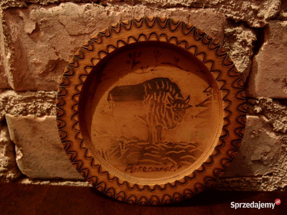 Rzeźbiarstwo w drewnie Obrazek Żubra Białowieża Łódź sprzedam