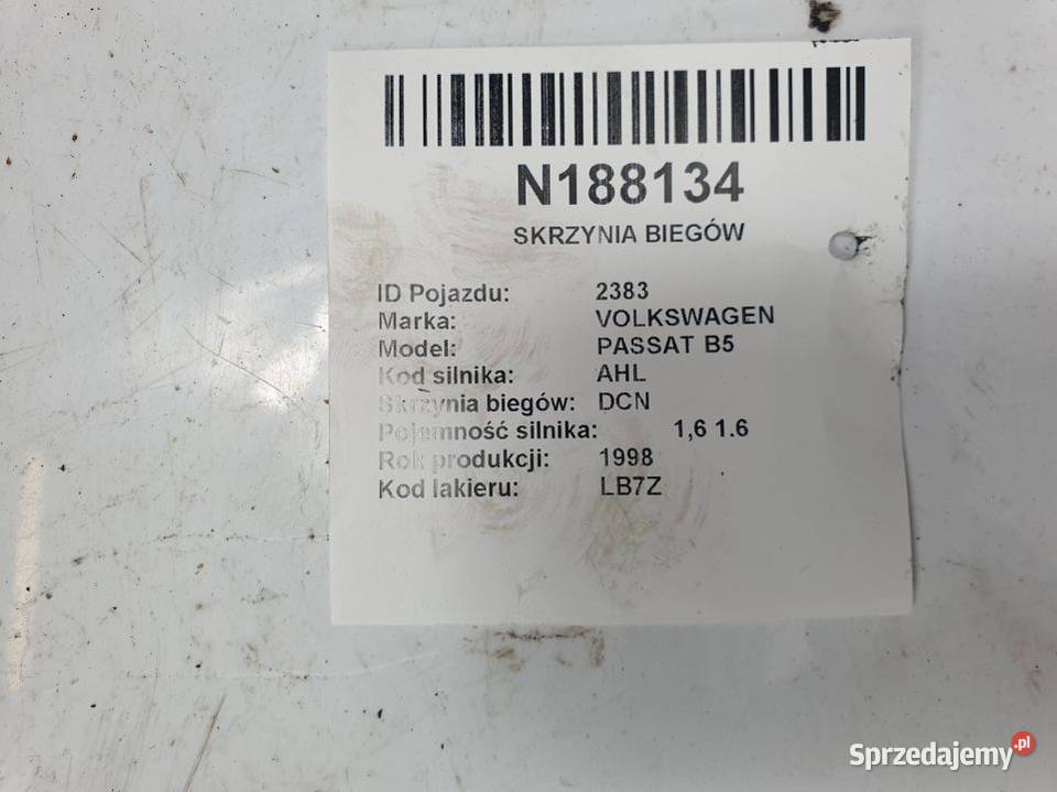 SKRZYNIA BIEGÓW VOLKSWAGEN PASSAT B5 DCN