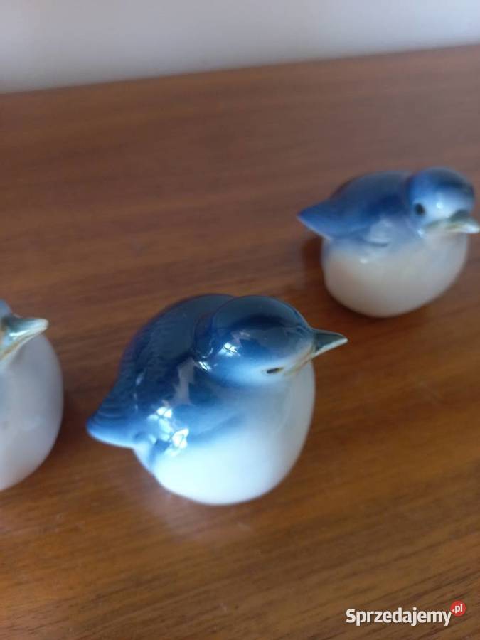 Figurki porcelanowe Wróbel zestaw 3 Toruń