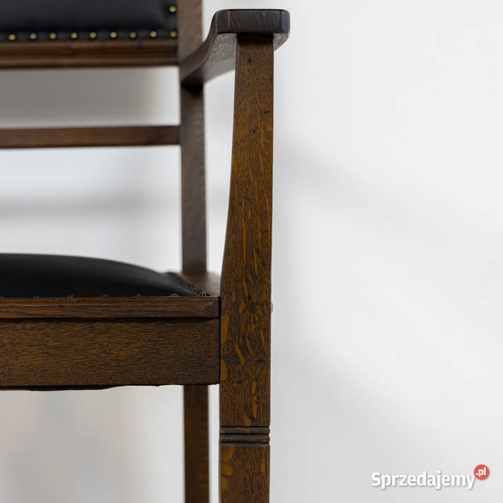 Fotel do biurka dębowy secesja antyk stary skóra Swarzędz
