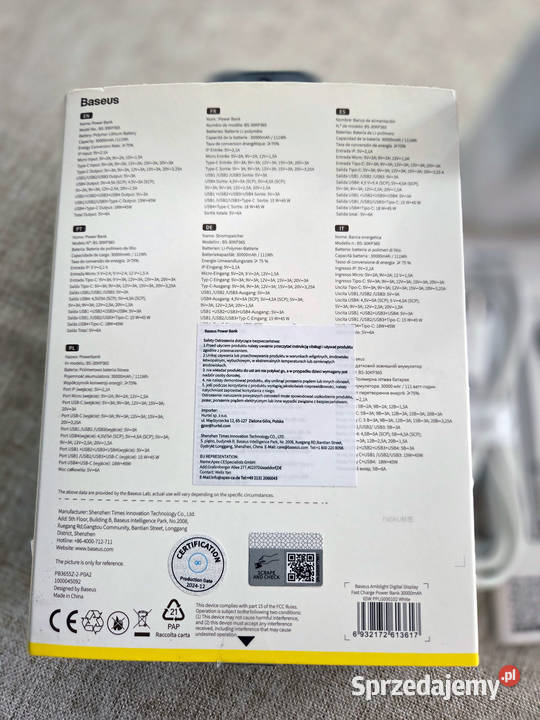 Powerbank Baseus PPLG000102 Amblight 30000mAh PD sprzedam