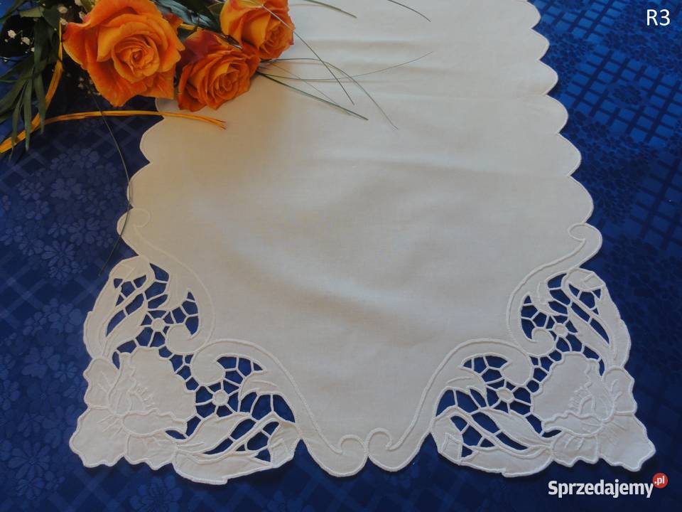 Serwetki białe wyszywane haft Richelieu biały Lublin