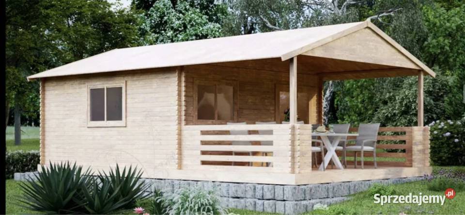 piękny MASYWNY domek drewniany TARAS 8m x 5m40 Mnichowo