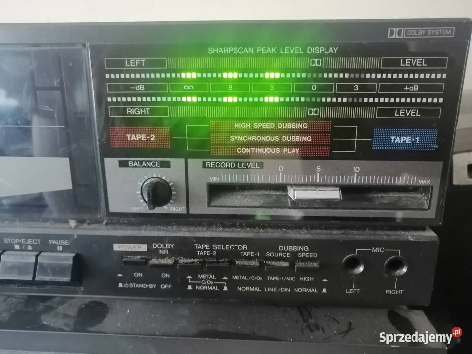 magnetofon dwukasetowy deck stereo SHARP typ Legnica