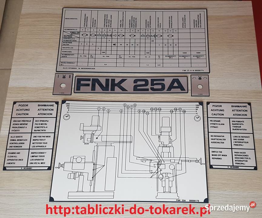 Frezarka TOS FNK 25 A Tabliczka Tabliczki Tabela