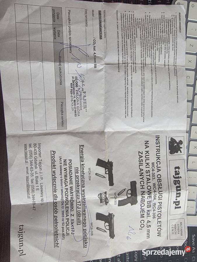 Wiatrówka pistolet sport 306