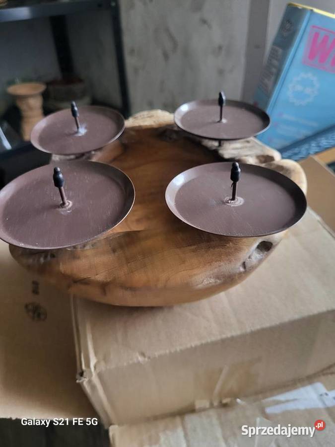 Świecznik drewno stal Zamość