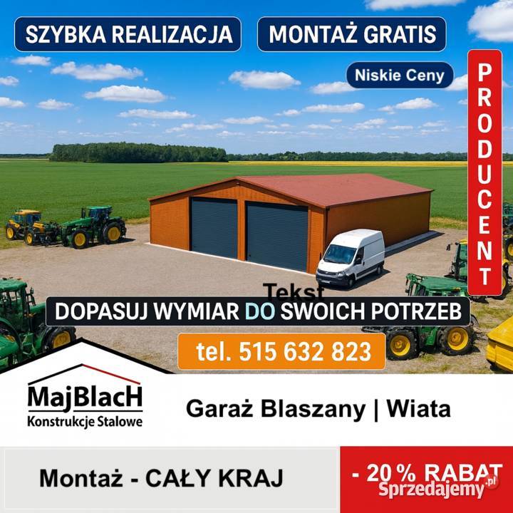 A114Garaż Blaszany w kształcie L Blaszak
