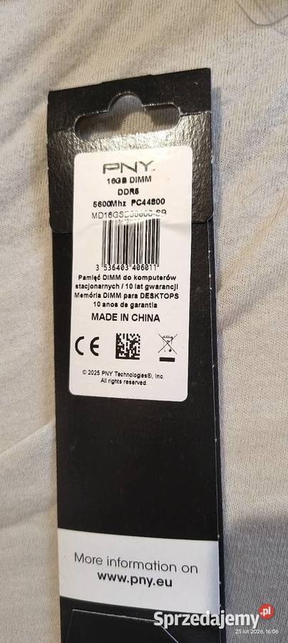 Pamięć PNY Performance DDR5 16 GB1x16GB 5600MHz Podzespoły bazowe śląskie Sosnowiec