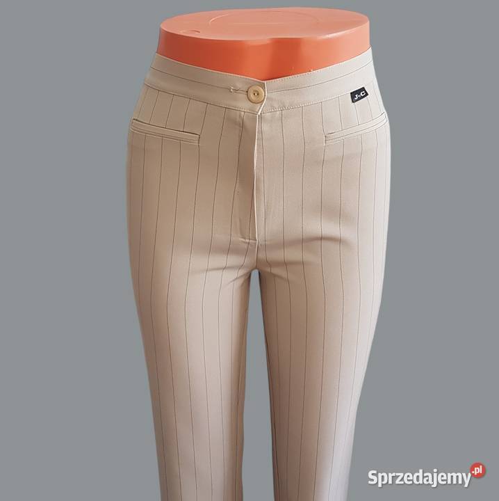 Damskie eleganckie beżowe spodnie materiałowe w Chrzanów