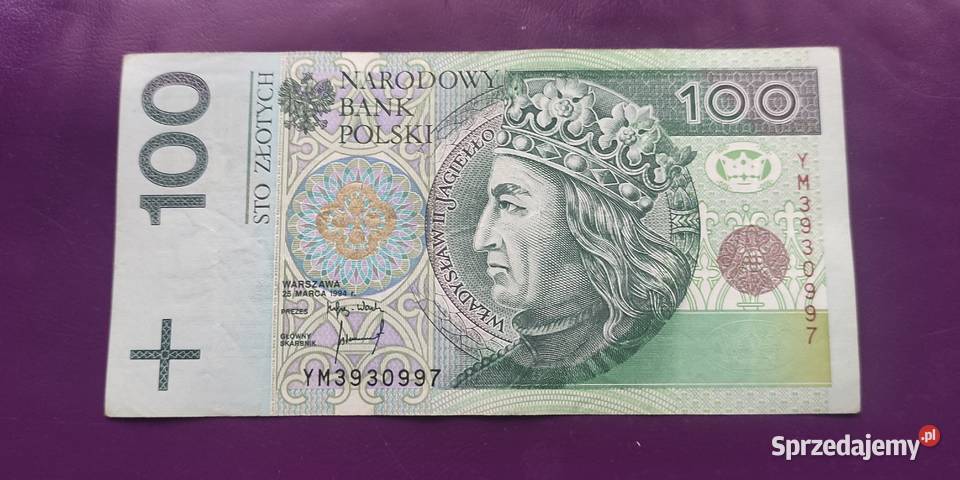 Banknot 100 1994 seria YM Zastępcza seria 13 Pruszków