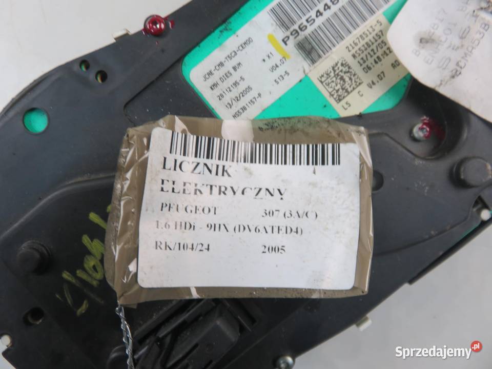 LICZNIK PEUGEOT 307 16 HDi P9654485280