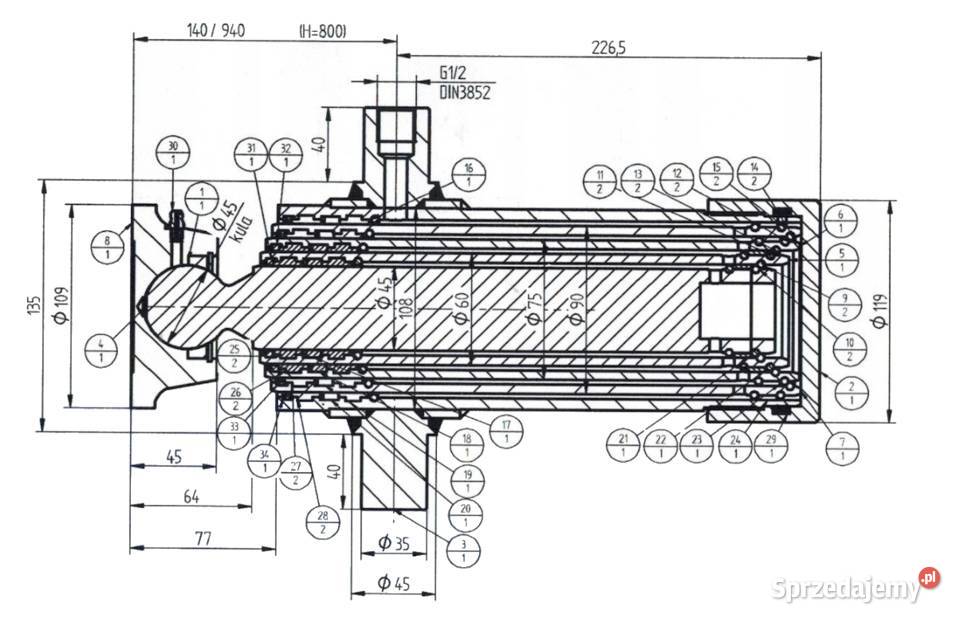 NOWY Siłownik Wywrotu Przyczepy SKOK 800 7 TON Solec Kujawski