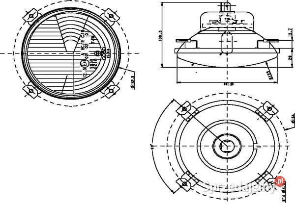 Element optyczny reflektora okrągły 1425 mm Cobo Do maszyn uprawowych Do maszyn uprawowych Kamionna
